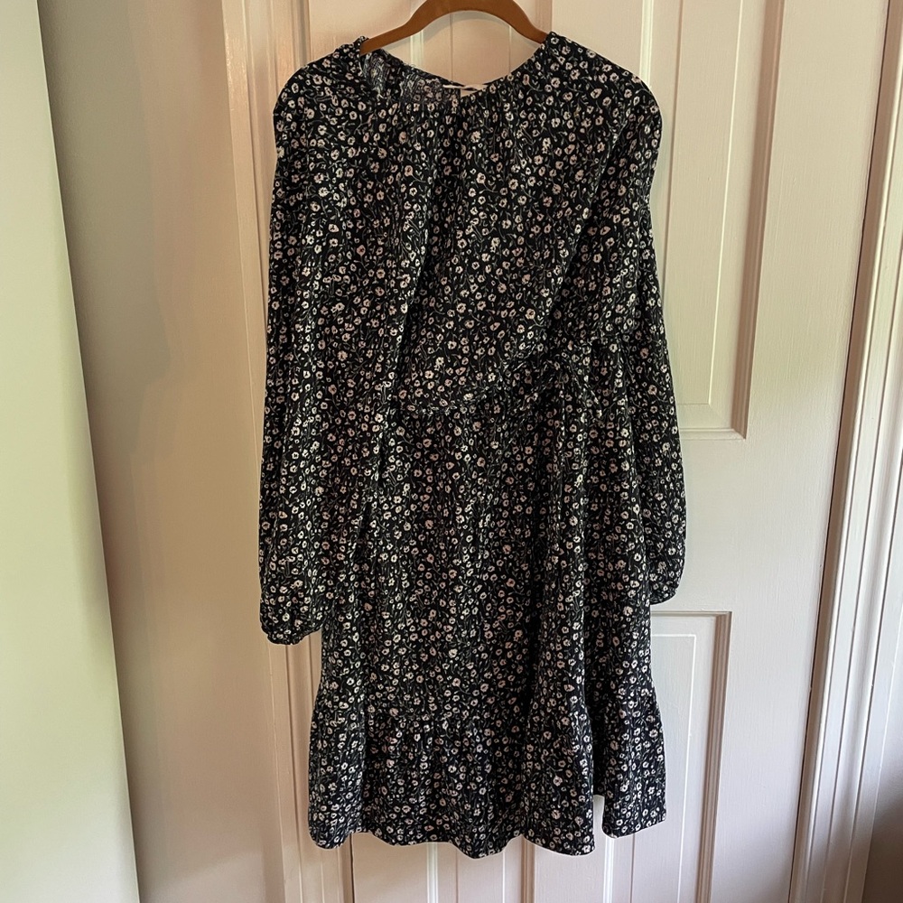 H&M Navy Floral Long Sleeve Nursing Dress